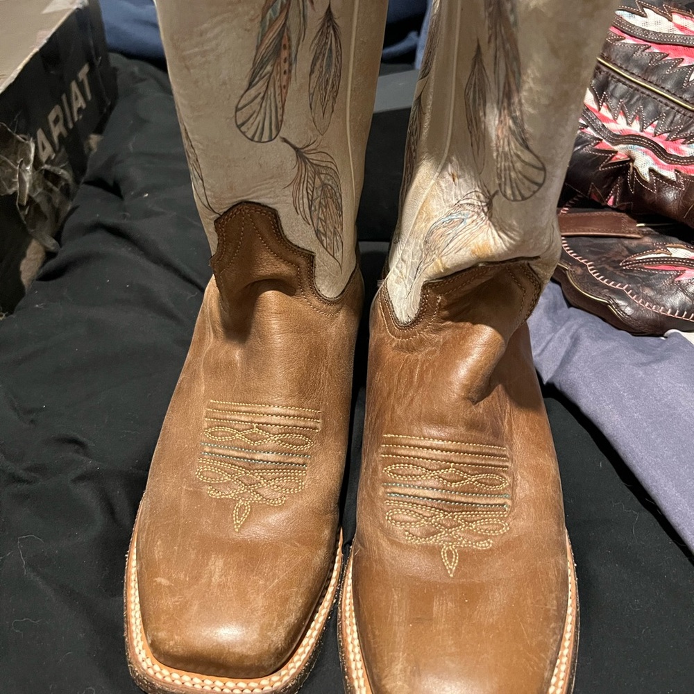 Roper Brown Cowboy Boots Square Toe Western Style
